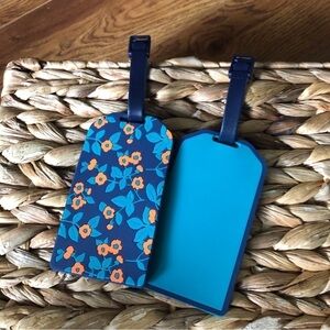Isaac Mizrahi Teal and blue floral luggage tag set of 2